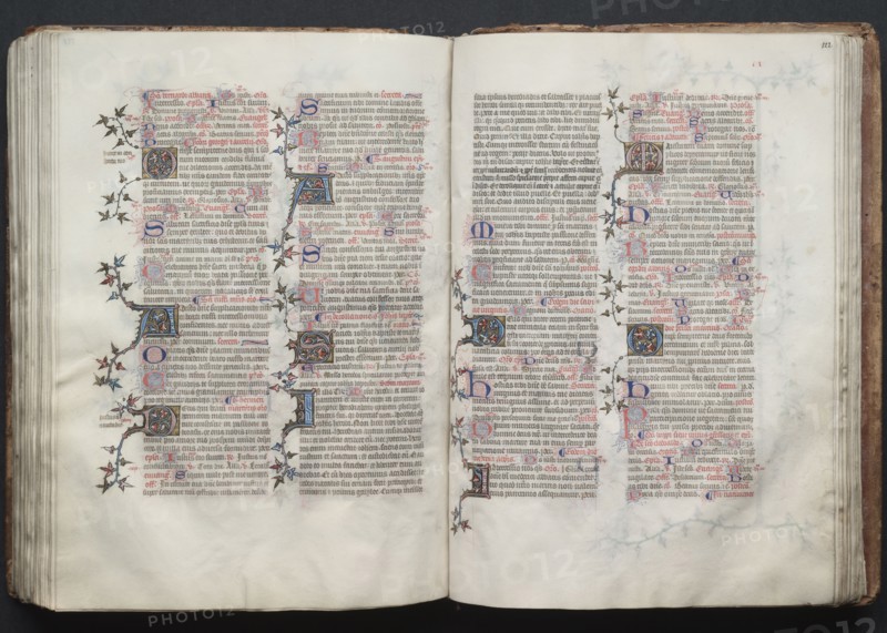 The Gotha Missal:  Fol. 122r, Text, c. 1375. And workshop Master of the Boqueteaux (French). Ink, tempera, and gold on vellum; blind-tooled leather binding; codex: 27.1 x 19.5 cm (10 11/16 x 7 11/16 in.)