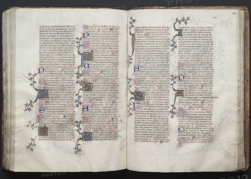 The Gotha Missal:  Fol. 123v, Text, c. 1375. And workshop Master of the Boqueteaux (French). Ink, tempera, and gold on vellum; blind-tooled leather binding; codex: 27.1 x 19.5 cm (10 11/16 x 7 11/16 in.)