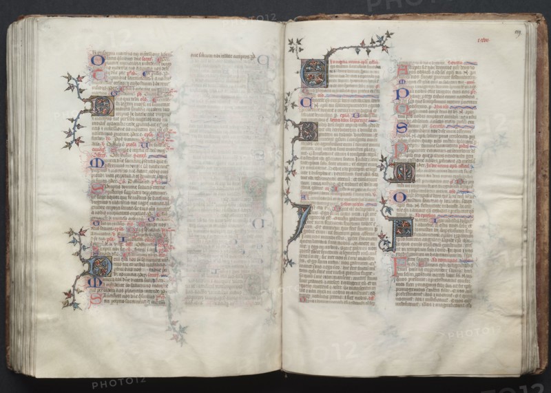 The Gotha Missal:  Fol. 129r, Text, c. 1375. And workshop Master of the Boqueteaux (French). Ink, tempera, and gold on vellum; blind-tooled leather binding; codex: 27.1 x 19.5 cm (10 11/16 x 7 11/16 in.).