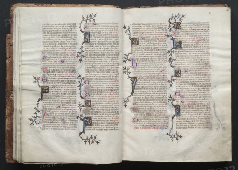 The Gotha Missal:  Fol. 15r, Text , c. 1375. And workshop Master of the Boqueteaux (French). Ink, tempera, and gold on vellum; blind-tooled leather binding; codex: 27.1 x 19.5 cm (10 11/16 x 7 11/16 in.).