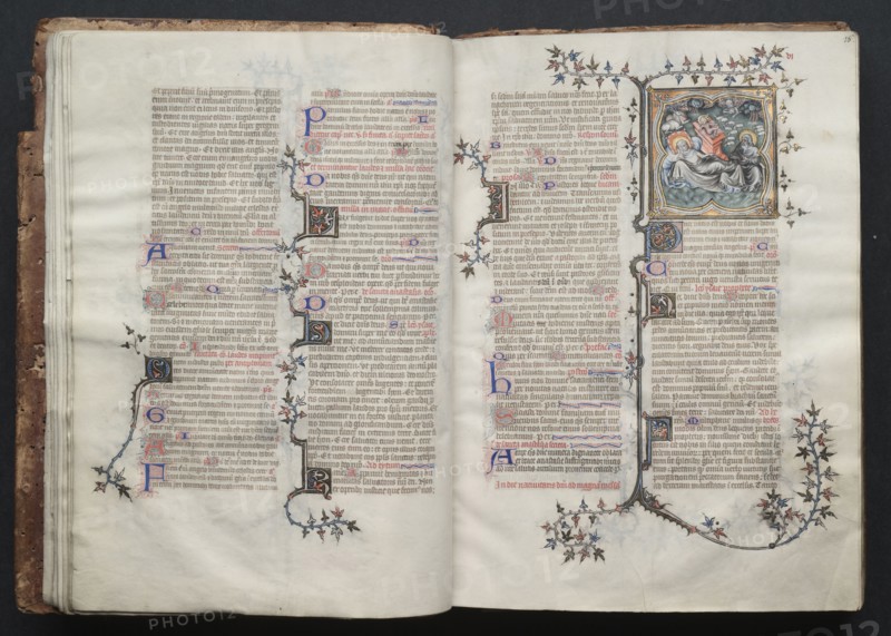 The Gotha Missal:  Fol. 15v, Text, c. 1375. And workshop Master of the Boqueteaux (French). Ink, tempera, and gold on vellum; blind-tooled leather binding; codex: 27.1 x 19.5 cm (10 11/16 x 7 11/16 in.)