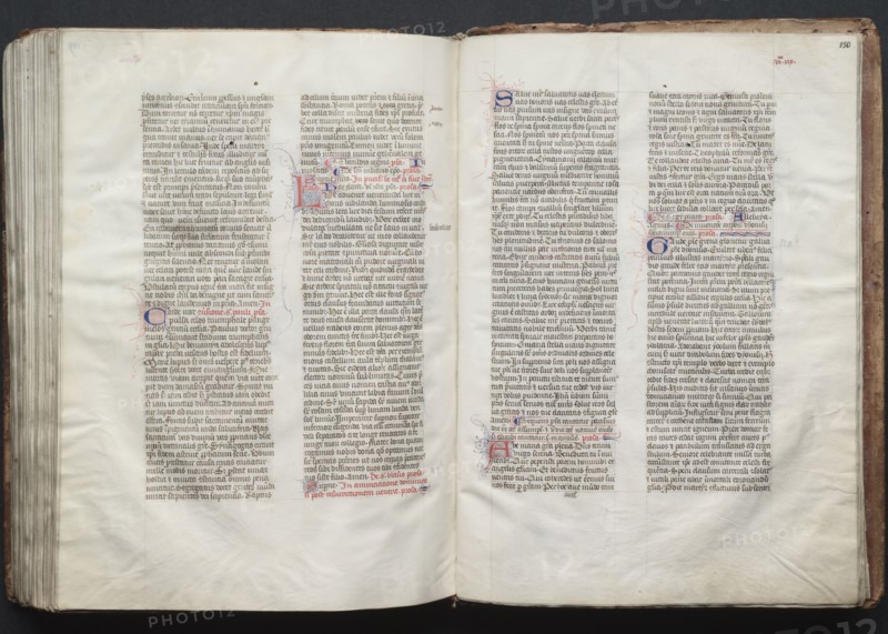 The Gotha Missal:  Fol. 150r, Text, c. 1375. And workshop Master of the Boqueteaux (French). Ink, tempera, and gold on vellum; blind-tooled leather binding; codex: 27.1 x 19.5 cm (10 11/16 x 7 11/16 in.)