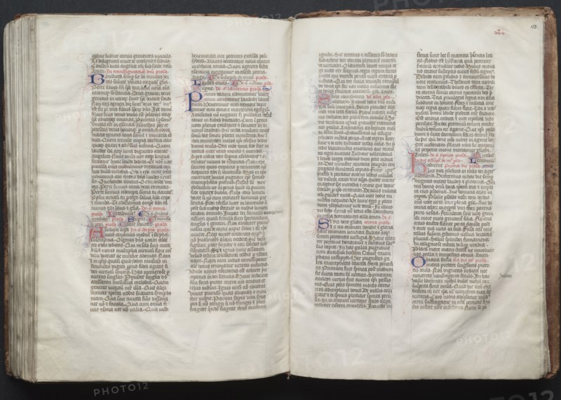 The Gotha Missal:  Fol. 153r, Text, c. 1375. And workshop Master of the Boqueteaux (French). Ink, tempera, and gold on vellum; blind-tooled leather binding; codex: 27.1 x 19.5 cm (10 11/16 x 7 11/16 in.)