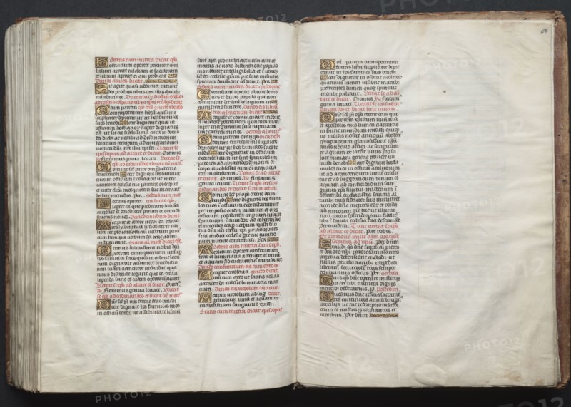 The Gotha Missal:  Fol. 157v, Text, c. 1375. And workshop Master of the Boqueteaux (French). Ink, tempera, and gold on vellum; blind-tooled leather binding; codex: 27.1 x 19.5 cm (10 11/16 x 7 11/16 in.)