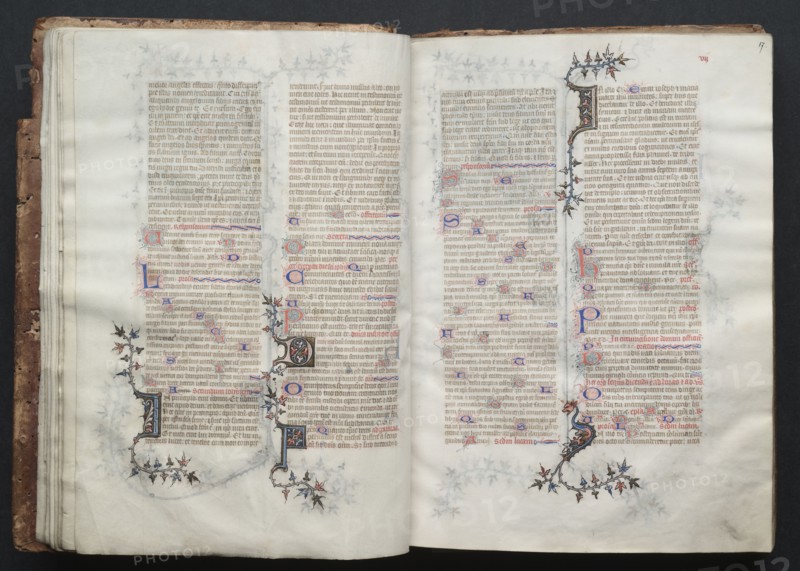 The Gotha Missal:  Fol. 16v, Text, c. 1375. And workshop Master of the Boqueteaux (French). Ink, tempera, and gold on vellum; blind-tooled leather binding; codex: 27.1 x 19.5 cm (10 11/16 x 7 11/16 in.).