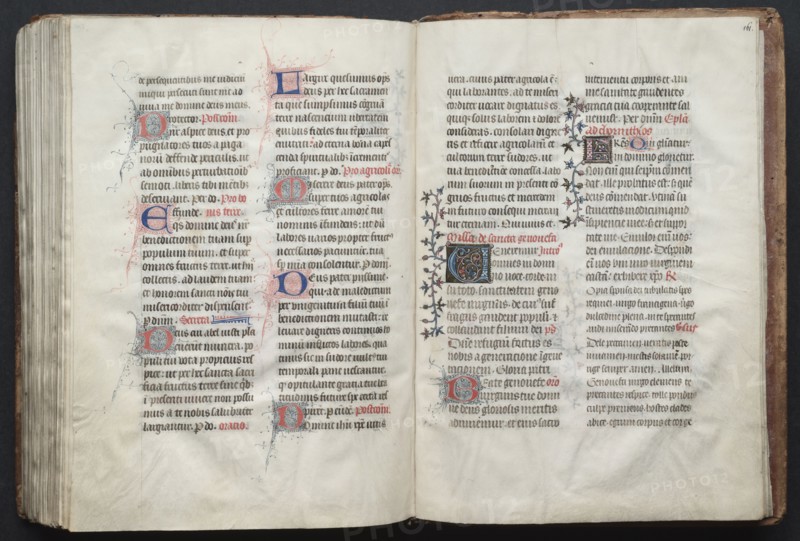 The Gotha Missal:  Fol. 160v, Text, c. 1375. And workshop Master of the Boqueteaux (French). Ink, tempera, and gold on vellum; blind-tooled leather binding; codex: 27.1 x 19.5 cm (10 11/16 x 7 11/16 in.).