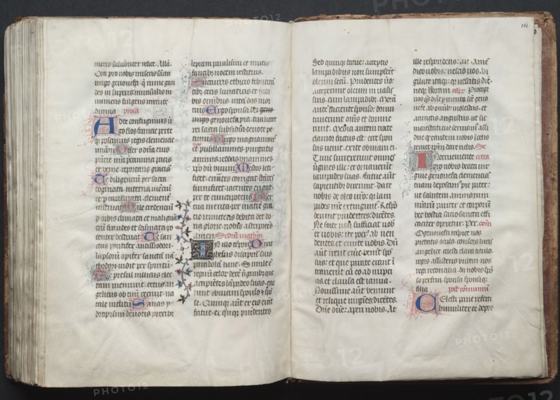 The Gotha Missal:  Fol. 161v, Text, c. 1375. And workshop Master of the Boqueteaux (French). Ink, tempera, and gold on vellum; blind-tooled leather binding; codex: 27.1 x 19.5 cm (10 11/16 x 7 11/16 in.).
