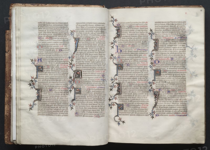 The Gotha Missal:  Fol. 20r, Text, c. 1375. And workshop Master of the Boqueteaux (French). Ink, tempera, and gold on vellum; blind-tooled leather binding; codex: 27.1 x 19.5 cm (10 11/16 x 7 11/16 in.).