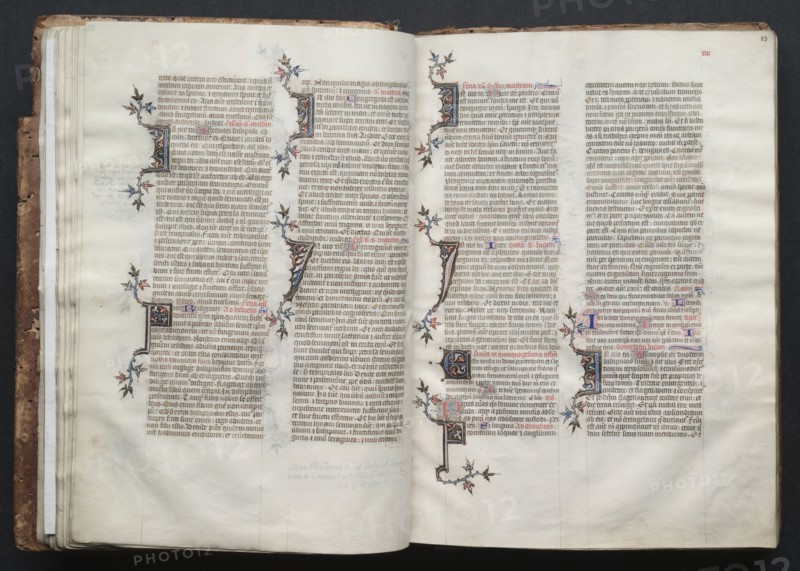 The Gotha Missal:  Fol. 23r, Text, c. 1375. And workshop Master of the Boqueteaux (French). Ink, tempera, and gold on vellum; blind-tooled leather binding; codex: 27.1 x 19.5 cm (10 11/16 x 7 11/16 in.).