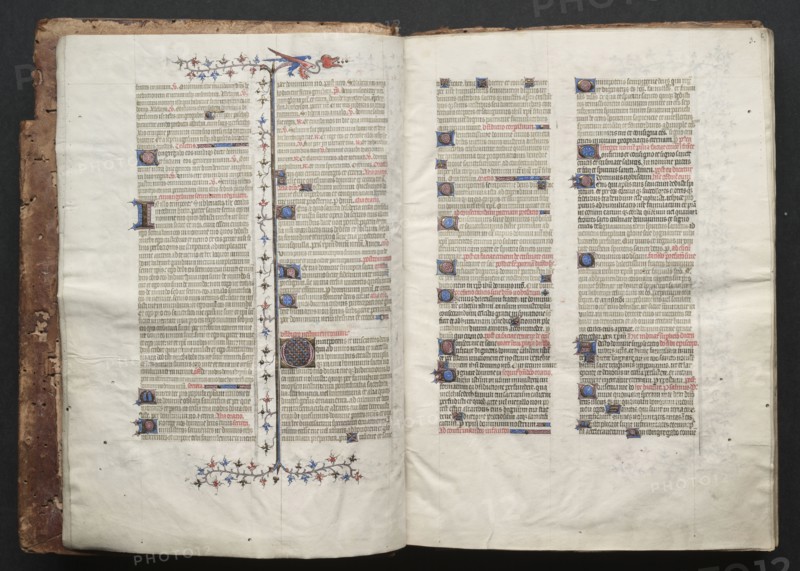 The Gotha Missal:  Fol. 3r, Text , c. 1375. And workshop Master of the Boqueteaux (French). Ink, tempera, and gold on vellum; blind-tooled leather binding; codex: 27.1 x 19.5 cm (10 11/16 x 7 11/16 in.).