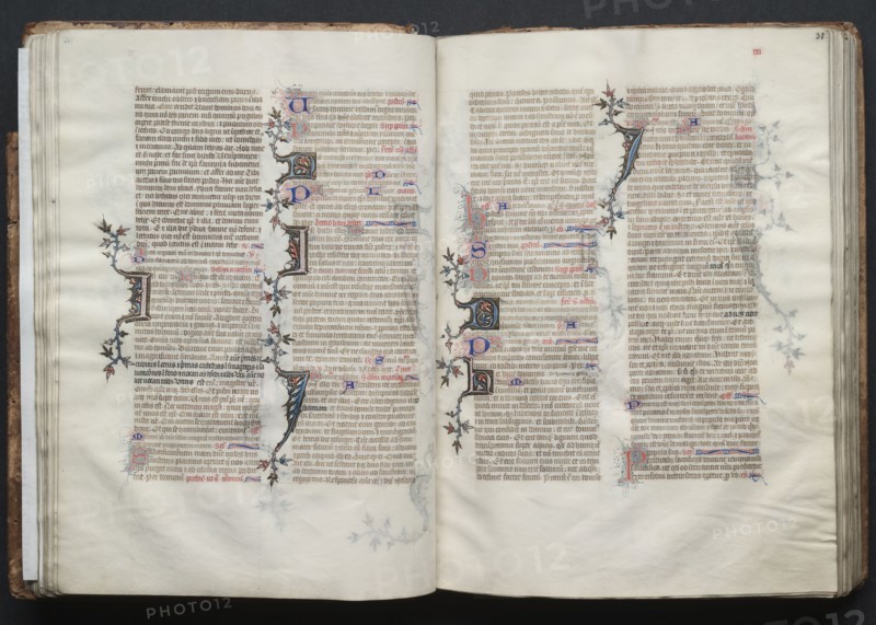 The Gotha Missal:  Fol. 30v, Text, c. 1375. And workshop Master of the Boqueteaux (French). Ink, tempera, and gold on vellum; blind-tooled leather binding; codex: 27.1 x 19.5 cm (10 11/16 x 7 11/16 in.)