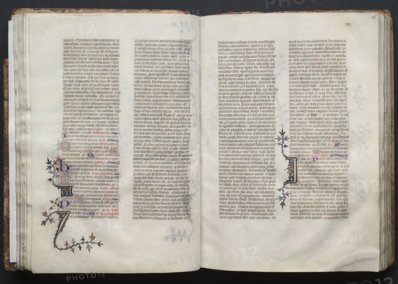 The Gotha Missal:  Fol. 35v, Text, c. 1375. And workshop Master of the Boqueteaux (French). Ink, tempera, and gold on vellum; blind-tooled leather binding; codex: 27.1 x 19.5 cm (10 11/16 x 7 11/16 in.)