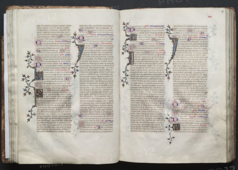 The Gotha Missal:  Fol. 37r, Text, c. 1375. And workshop Master of the Boqueteaux (French). Ink, tempera, and gold on vellum; blind-tooled leather binding; codex: 27.1 x 19.5 cm (10 11/16 x 7 11/16 in.).