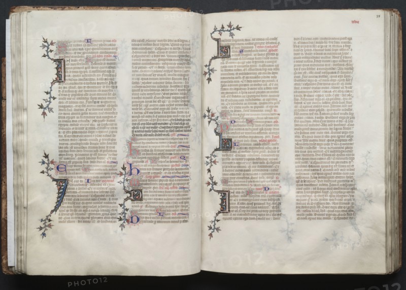 The Gotha Missal:  Fol. 37v, Text, c. 1375. And workshop Master of the Boqueteaux (French). Ink, tempera, and gold on vellum; blind-tooled leather binding; codex: 27.1 x 19.5 cm (10 11/16 x 7 11/16 in.).