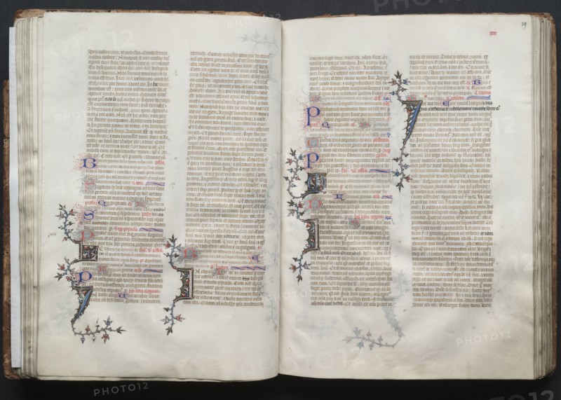 The Gotha Missal:  Fol. 38v, Text, c. 1375. And workshop Master of the Boqueteaux (French). Ink, tempera, and gold on vellum; blind-tooled leather binding; codex: 27.1 x 19.5 cm (10 11/16 x 7 11/16 in.)