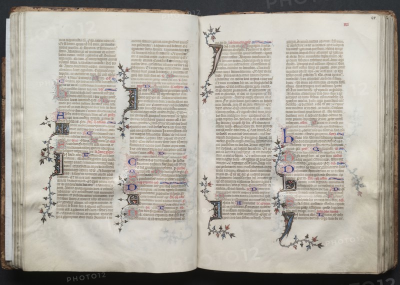 The Gotha Missal:  Fol. 40v, Text, c. 1375. And workshop Master of the Boqueteaux (French). Ink, tempera, and gold on vellum; blind-tooled leather binding; codex: 27.1 x 19.5 cm (10 11/16 x 7 11/16 in.).
