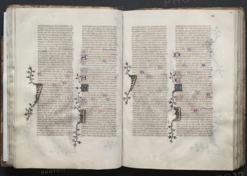 The Gotha Missal:  Fol. 42r, Text, c. 1375. And workshop Master of the Boqueteaux (French). Ink, tempera, and gold on vellum; blind-tooled leather binding; codex: 27.1 x 19.5 cm (10 11/16 x 7 11/16 in.).