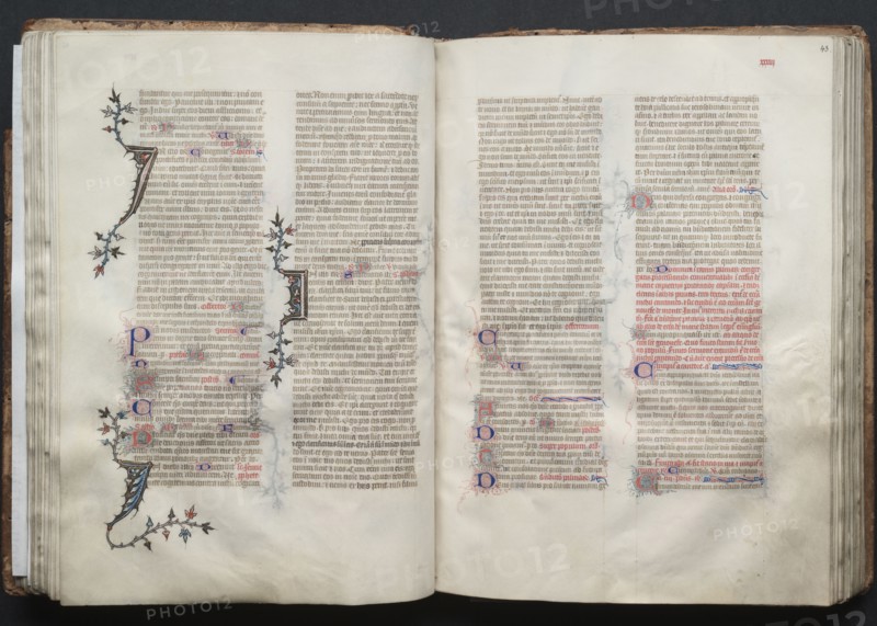 The Gotha Missal:  Fol. 43r, Text, c. 1375. And workshop Master of the Boqueteaux (French). Ink, tempera, and gold on vellum; blind-tooled leather binding; codex: 27.1 x 19.5 cm (10 11/16 x 7 11/16 in.)