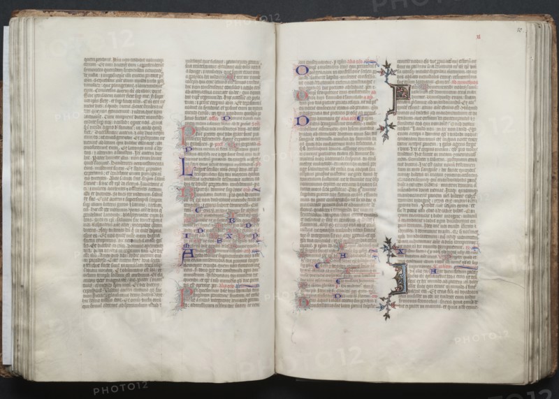The Gotha Missal:  Fol. 50r, Text, c. 1375. And workshop Master of the Boqueteaux (French). Ink, tempera, and gold on vellum; blind-tooled leather binding; codex: 27.1 x 19.5 cm (10 11/16 x 7 11/16 in.)
