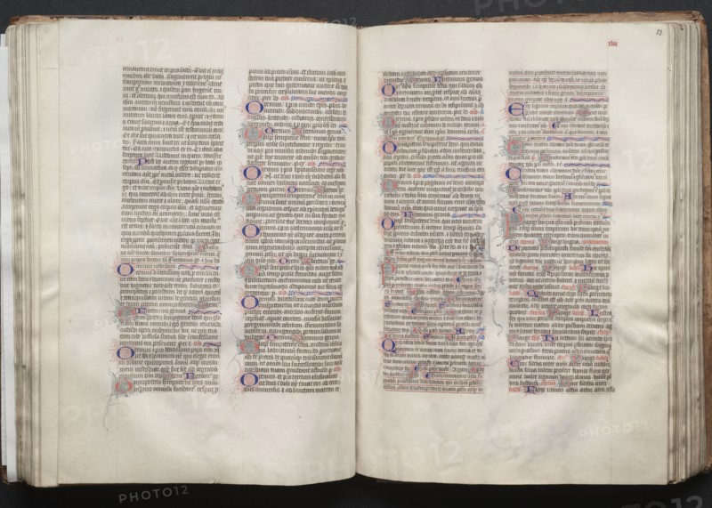 The Gotha Missal:  Fol. 53r, Text, c. 1375. And workshop Master of the Boqueteaux (French). Ink, tempera, and gold on vellum; blind-tooled leather binding; codex: 27.1 x 19.5 cm (10 11/16 x 7 11/16 in.).