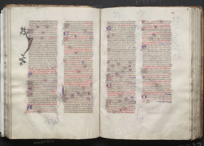 The Gotha Missal:  Fol. 57r, Text, c. 1375. And workshop Master of the Boqueteaux (French). Ink, tempera, and gold on vellum; blind-tooled leather binding; codex: 27.1 x 19.5 cm (10 11/16 x 7 11/16 in.)