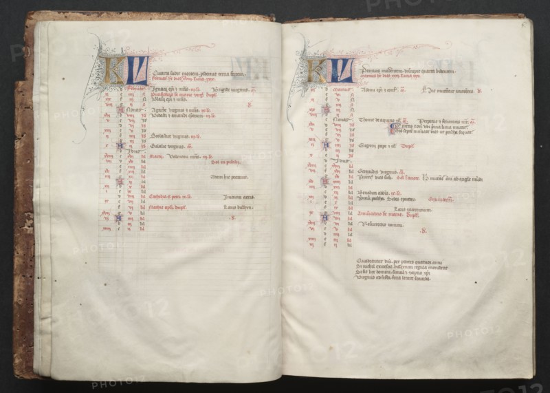 The Gotha Missal:  Fol. 6r,  Text, c. 1375. And workshop Master of the Boqueteaux (French). Ink, tempera, and gold on vellum; blind-tooled leather binding; codex: 27.1 x 19.5 cm (10 11/16 x 7 11/16 in.)