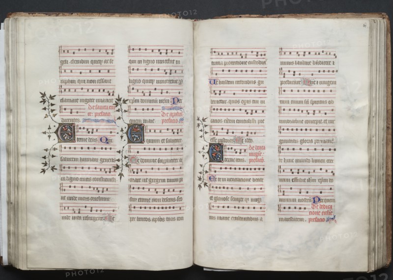 The Gotha Missal:  Fol. 60r, Text, c. 1375. And workshop Master of the Boqueteaux (French). Ink, tempera, and gold on vellum; blind-tooled leather binding; codex: 27.1 x 19.5 cm (10 11/16 x 7 11/16 in.)