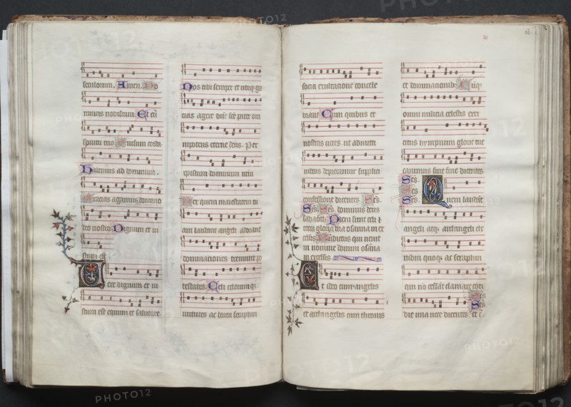 The Gotha Missal:  Fol. 61v, Text, c. 1375. And workshop Master of the Boqueteaux (French). Ink, tempera, and gold on vellum; blind-tooled leather binding; codex: 27.1 x 19.5 cm (10 11/16 x 7 11/16 in.).