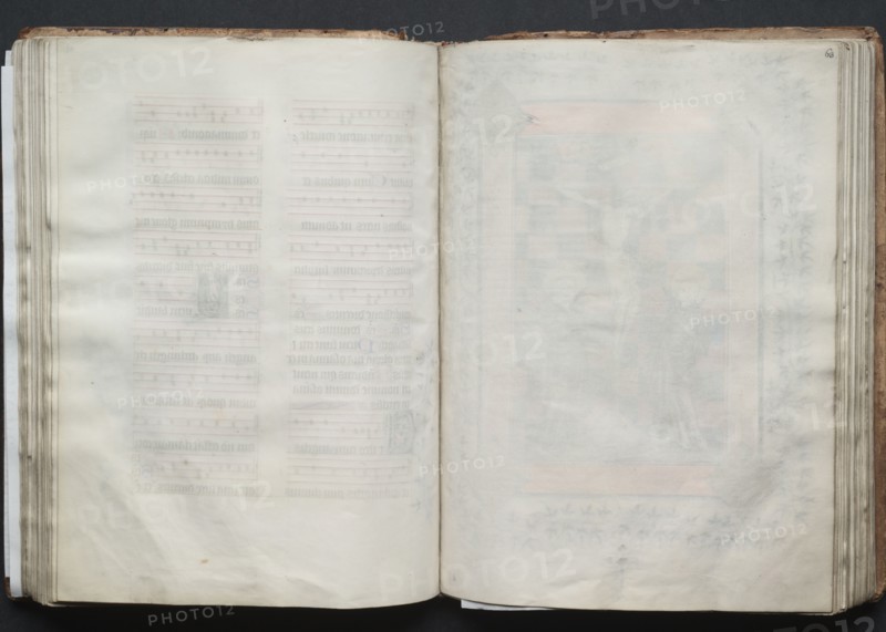 The Gotha Missal:  Fol. 63r, Text, c. 1375. And workshop Master of the Boqueteaux (French). Ink, tempera, and gold on vellum; blind-tooled leather binding; codex: 27.1 x 19.5 cm (10 11/16 x 7 11/16 in.)