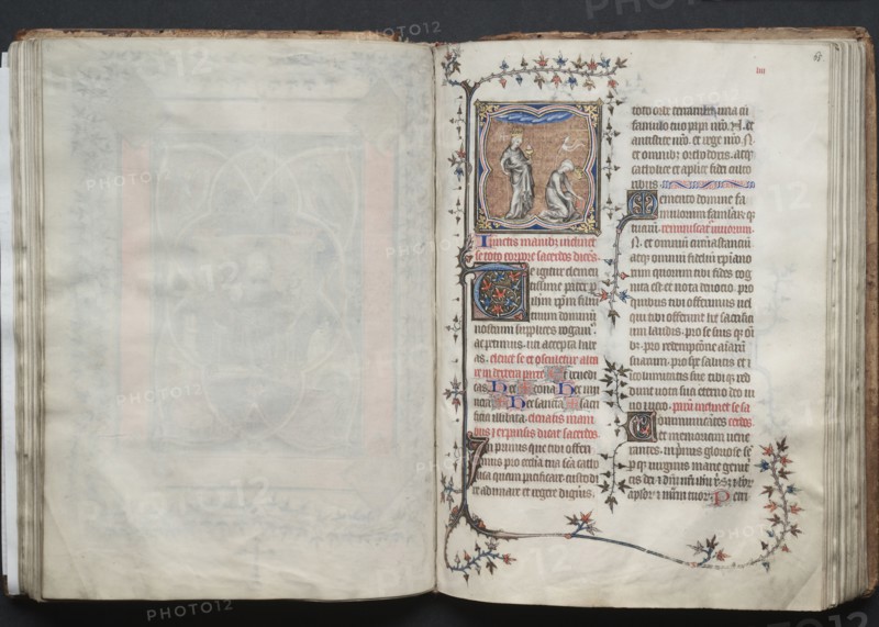 The Gotha Missal:  Fol. 64v, Text, c. 1375. And workshop Master of the Boqueteaux (French). Ink, tempera, and gold on vellum; blind-tooled leather binding; codex: 27.1 x 19.5 cm (10 11/16 x 7 11/16 in.)