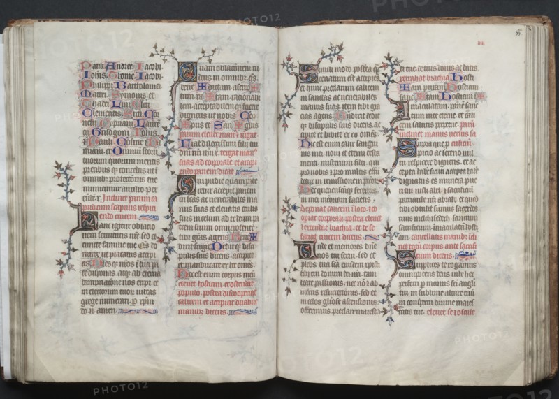 The Gotha Missal:  Fol. 66r, Text, c. 1375. And workshop Master of the Boqueteaux (French). Ink, tempera, and gold on vellum; blind-tooled leather binding; codex: 27.1 x 19.5 cm (10 11/16 x 7 11/16 in.)