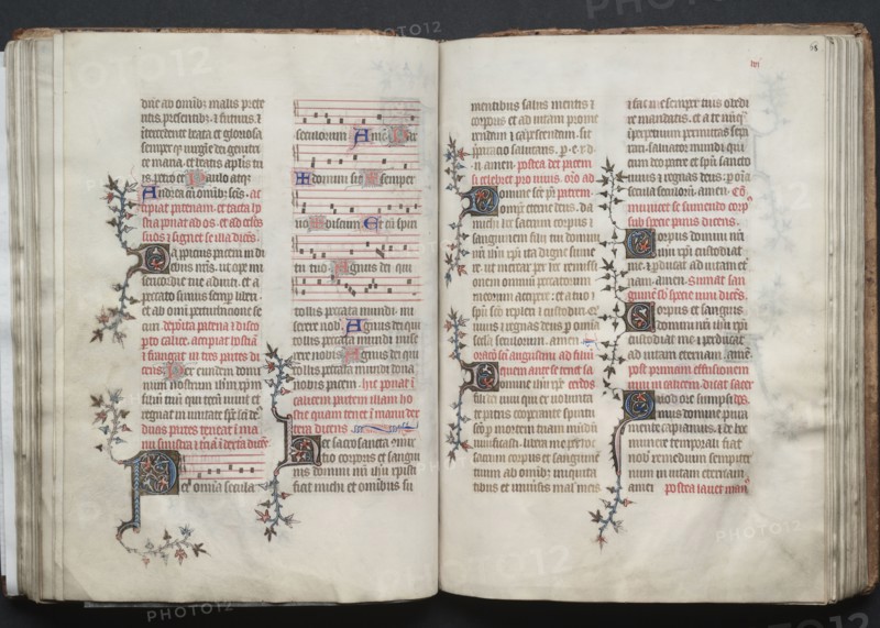The Gotha Missal:  Fol. 67v, Text, c. 1375. And workshop Master of the Boqueteaux (French). Ink, tempera, and gold on vellum; blind-tooled leather binding; codex: 27.1 x 19.5 cm (10 11/16 x 7 11/16 in.)