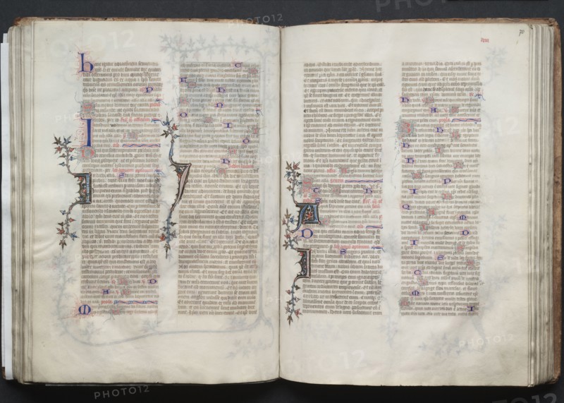 The Gotha Missal:  Fol. 70r, Text, c. 1375. And workshop Master of the Boqueteaux (French). Ink, tempera, and gold on vellum; blind-tooled leather binding; codex: 27.1 x 19.5 cm (10 11/16 x 7 11/16 in.)