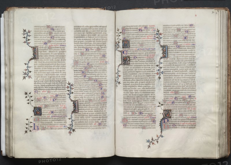 The Gotha Missal:  Fol. 71v, Text, c. 1375. And workshop Master of the Boqueteaux (French). Ink, tempera, and gold on vellum; blind-tooled leather binding; codex: 27.1 x 19.5 cm (10 11/16 x 7 11/16 in.)