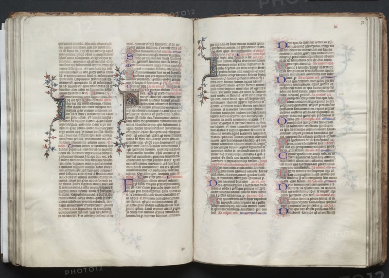 The Gotha Missal:  Fol. 73r, Text, c. 1375. And workshop Master of the Boqueteaux (French). Ink, tempera, and gold on vellum; blind-tooled leather binding; codex: 27.1 x 19.5 cm (10 11/16 x 7 11/16 in.).