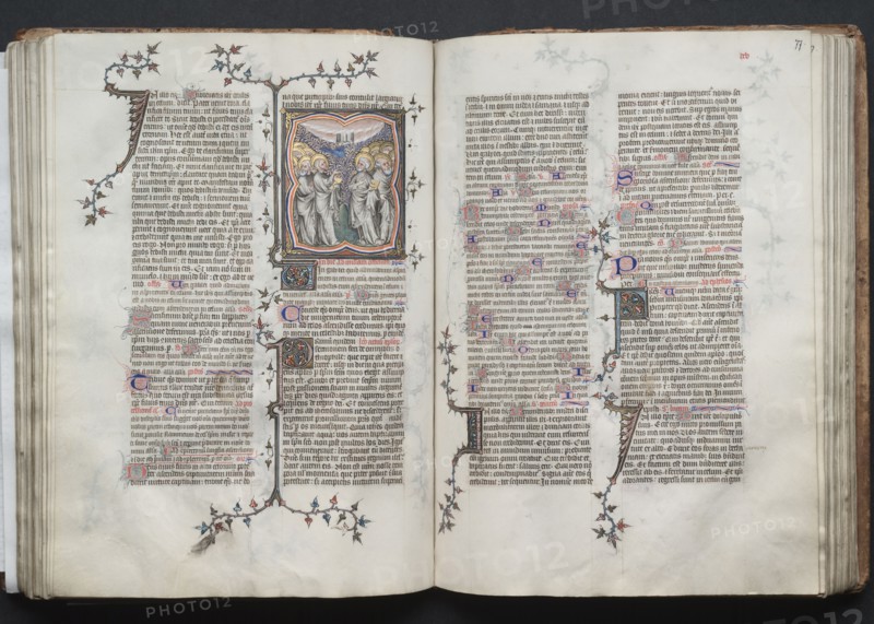 The Gotha Missal:  Fol. 77r, Text, c. 1375. And workshop Master of the Boqueteaux (French). Ink, tempera, and gold on vellum; blind-tooled leather binding; codex: 27.1 x 19.5 cm (10 11/16 x 7 11/16 in.)
