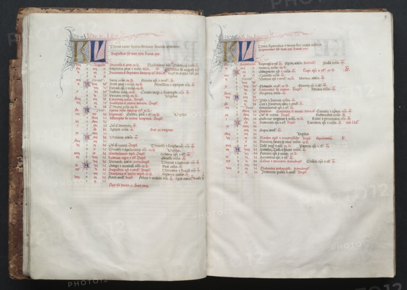 The Gotha Missal:  Fol. 8v, Text, c. 1375. And workshop Master of the Boqueteaux (French). Ink, tempera, and gold on vellum; blind-tooled leather binding; codex: 27.1 x 19.5 cm (10 11/16 x 7 11/16 in.)