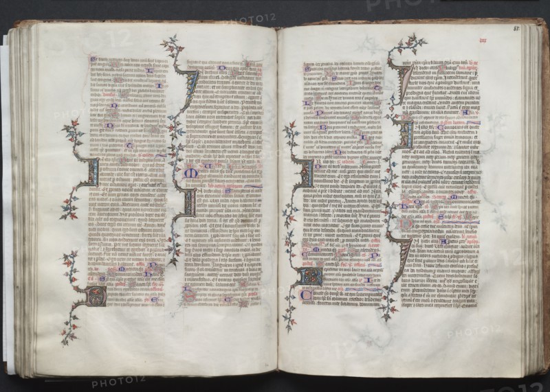 The Gotha Missal:  Fol. 80v, Text, c. 1375. And workshop Master of the Boqueteaux (French). Ink, tempera, and gold on vellum; blind-tooled leather binding; codex: 27.1 x 19.5 cm (10 11/16 x 7 11/16 in.).