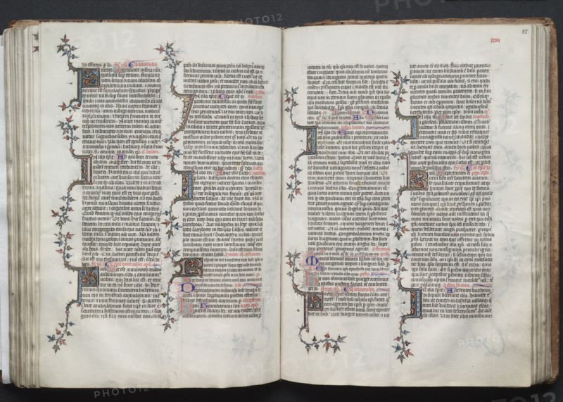 The Gotha Missal:  Fol. 85r, Text, c. 1375. And workshop Master of the Boqueteaux (French). Ink, tempera, and gold on vellum; blind-tooled leather binding; codex: 27.1 x 19.5 cm (10 11/16 x 7 11/16 in.)