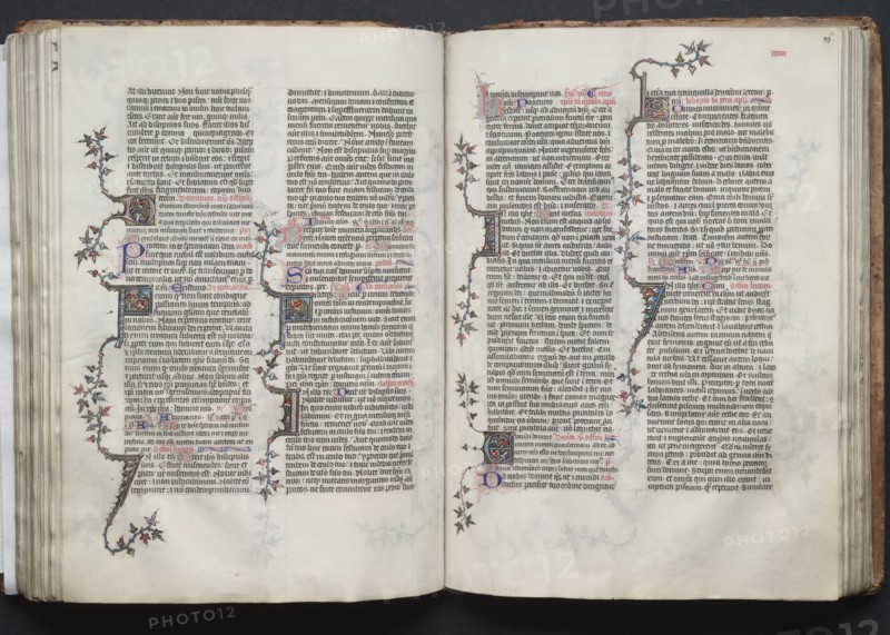 The Gotha Missal:  Fol. 85v, Text, c. 1375. And workshop Master of the Boqueteaux (French). Ink, tempera, and gold on vellum; blind-tooled leather binding; codex: 27.1 x 19.5 cm (10 11/16 x 7 11/16 in.).