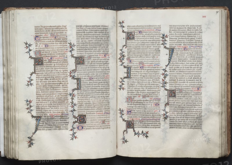 The Gotha Missal:  Fol. 91r, Text, c. 1375. And workshop Master of the Boqueteaux (French). Ink, tempera, and gold on vellum; blind-tooled leather binding; codex: 27.1 x 19.5 cm (10 11/16 x 7 11/16 in.).