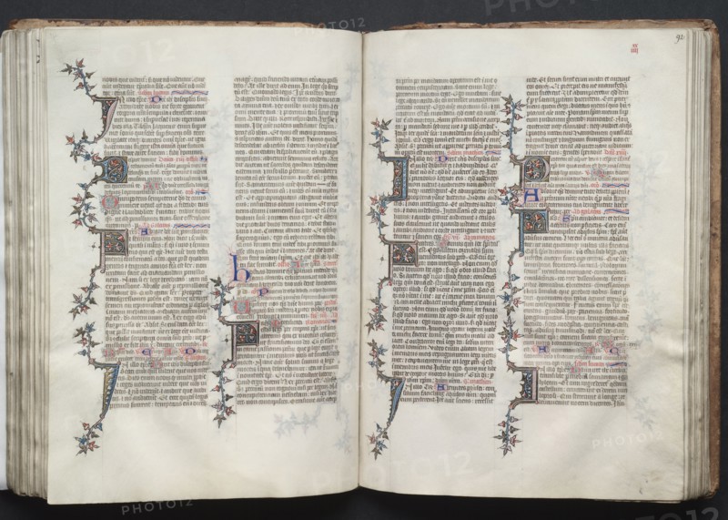 The Gotha Missal:  Fol. 91v, Text, c. 1375. And workshop Master of the Boqueteaux (French). Ink, tempera, and gold on vellum; blind-tooled leather binding; codex: 27.1 x 19.5 cm (10 11/16 x 7 11/16 in.).