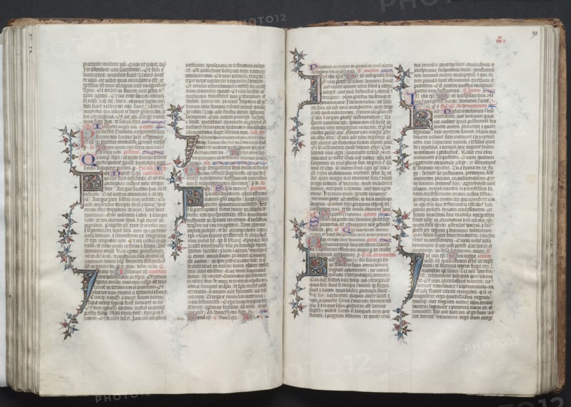 The Gotha Missal:  Fol. 93r, Text, c. 1375. And workshop Master of the Boqueteaux (French). Ink, tempera, and gold on vellum; blind-tooled leather binding; codex: 27.1 x 19.5 cm (10 11/16 x 7 11/16 in.).