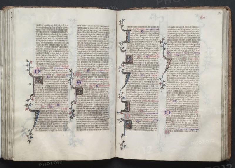 The Gotha Missal:  Fol. 98r, Text, c. 1375. And workshop Master of the Boqueteaux (French). Ink, tempera, and gold on vellum; blind-tooled leather binding; codex: 27.1 x 19.5 cm (10 11/16 x 7 11/16 in.)