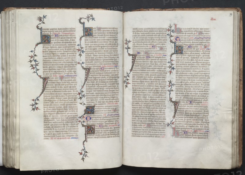 The Gotha Missal:  Fol. 99r, Text, c. 1375. And workshop Master of the Boqueteaux (French). Ink, tempera, and gold on vellum; blind-tooled leather binding; codex: 27.1 x 19.5 cm (10 11/16 x 7 11/16 in.).