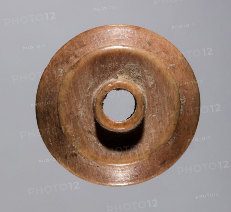 Spindle Whorl, 700s - 900s. Iran, early Islamic period, 8th - 10th century. Bone, incised; overall: 0.6 x 1.8 x 1.8 cm (1/4 x 11/16 x 11/16 in.)