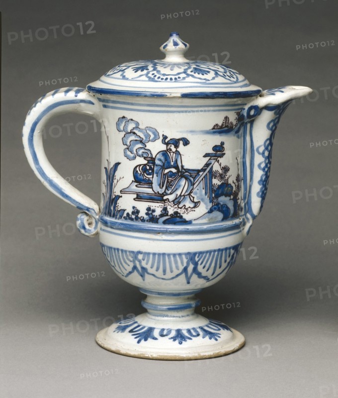 Puzzle Pitcher, late 1600s. Saint-Jean-du-Desert Factory (French). Faience; overall: 22.6 x 21 x 12.7 cm (8 7/8 x 8 1/4 x 5 in.).