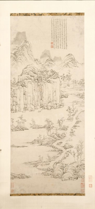 Daoist Retreat in Mountain and Stream (Landscape after Ni Zan [1301-1374]), 1567. Lu Zhi (Chinese, 1496-1576). Hanging scroll, ink on paper; overall: 109.1 x 45.8 cm (42 15/16 x 18 1/16 in.).