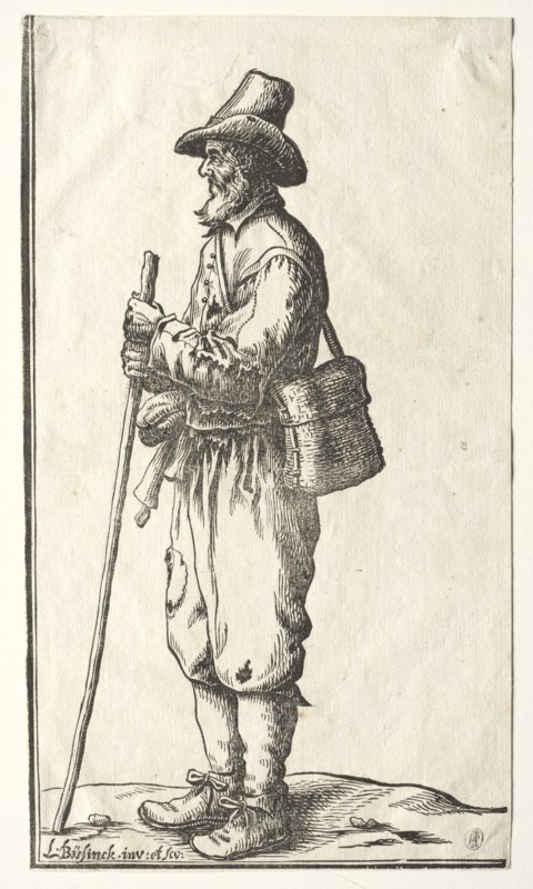 Beggar in Profile Toward Left. Ludolph Büsinck (German, 1590-1669). Woodcut