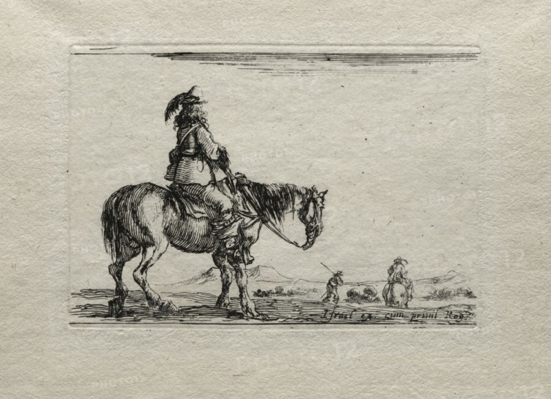 Caprices:  Mounted Cavalier. Stefano Della Bella (Italian, 1610-1664). Etching